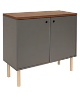 Mid-Century Modern 2-Door Accent Cabinet with Shelves - For Dining Room, Living or Bathroom Gray