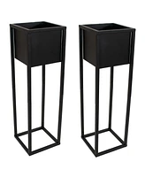 Modern Simplicity 8.25" Square Metal Raised Planter Box with Legs