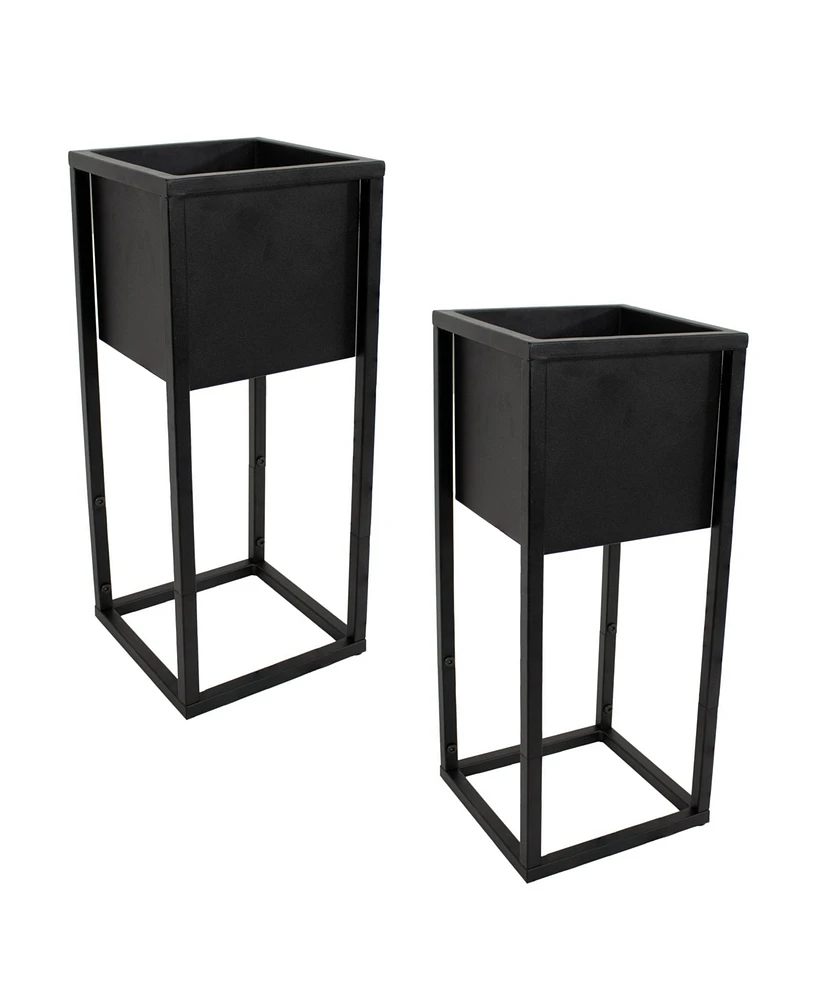 Modern Simplicity 8.25" Square Metal Raised Planter Box with Legs