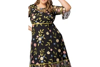 Kiyonna Plus Wildflower Embroidered Floral Mesh Dress