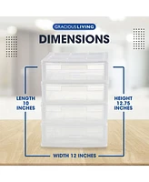 Gracious Living 4 Drawer Desktop Countertop Storage with Organizer Lid (4 Pack)