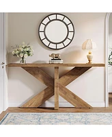 Tribesigns 70.9 Inches Long Sofa Table Behind Couch, Farmhouse Console Entry with Wooden Geometric Base for Entryway, Living Room