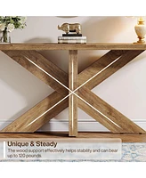 Tribesigns 70.9 Inches Long Sofa Table Behind Couch, Farmhouse Console Entry with Wooden Geometric Base for Entryway, Living Room