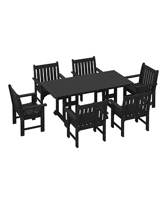 WestinTrends 7-Piece Hdpe Outdoor Dining Patio Table and Chairs Set