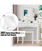 Gouun Vanity Dressing Table Set with 10 Dimmable Bulbs and Cushioned Stool