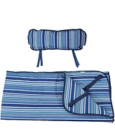 Polyester Quilted Hammock Pad and Pillow Set - Weather-Resistant - Breakwater Stripe