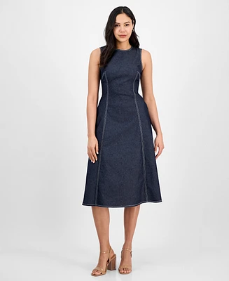 Vince Camuto Women's Fit & Flare Cotton Denim Midi Dress