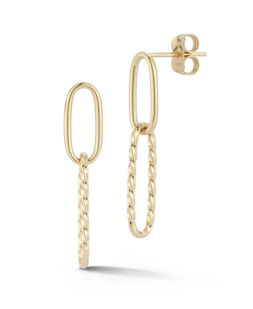 Rachel Zoe Fine Jewelry 14K Gold Twist Link Dangle Drop Earrings