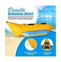 SereneLife 2-Person Inflatable Banana Boat, With Foot Pump & Repair Kit