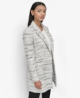 Dkny Women's Tweed Notch-Collar One-Button Long Blazer