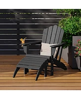 WestinTrends 2-Piece Outdoor Patio Hdpe Adirondack Chair With Ottoman and Cup Holder Set