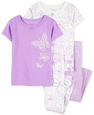 Carter's Toddler Girls Floral Butterfly Cotton Pajamas, 4-Piece Set