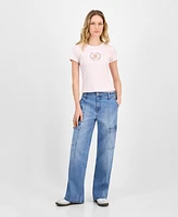 Celebrity Pink Juniors' High Rise Wide Leg Cargo Jeans