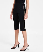 Bar Iii Women's High-Rise Side-Zipper Ponte Capri Pants, Exclusively at Macy's