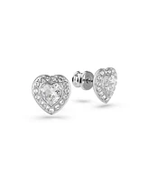 Swarovski Ariana Grande x Swarovski Rhodium Plated Heart Mixed Cuts Stud Earrings