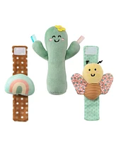 The Peanutshell Boho Baby Rattle Socks and Wrist Rattle Set, 5 Piece