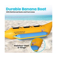 SereneLife 3-Person Inflatable Banana Boat, With Foot Pump & Repair Kit