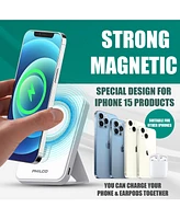 Philco Magsafe Power Bank 6000mAh, Portable Wireless Charger with MagSafe , Usb-c, Leather Holder for iPhone 12/13/14/15
