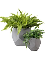 Sunnydaze Decor Outdoor Concrete Planter Set - 2 Lightweight Concrete Pots for Plants - Moondust