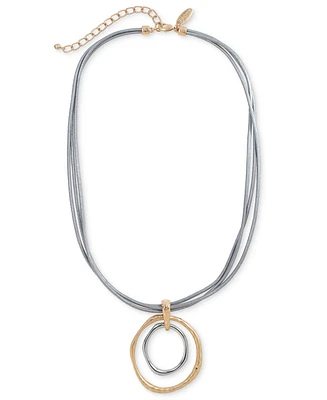 Style & Co Two-Tone Orbital Pendant Necklace, 18" + 3" extender, Exclusively at Macy's