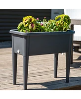 Sunnydaze Decor Self-Watering Raised Garden Bed with Cover - Includes Water Tube - Polypropylene Construction - Gray