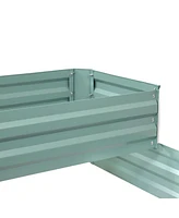 2-Tier Galvanized Steel Raised Garden Bed - For Flowers, Plants, and Vegetables 94.5-Gal Soil Capacity Green