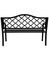 Sunnydaze Decor Decorative Lattice 2-Person Cast Iron Garden Bench - 615-Pound Weight Capacity - Black