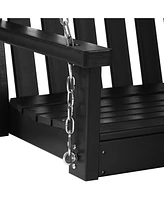 WestinTrends Outdoor Patio Hdpe Hanging Front Porch Swing Bench