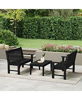 WestinTrends 3-Piece Hdpe Outdoor Patio Furniture Couch and Coffee Table Set