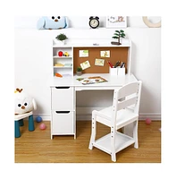 gaomon Wooden Study Desk and Chair Set for Kids,White Learning Table