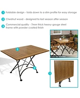 47" x 31" European Chestnut Wood Folding Dining Table - For Indoor or Outdoor Use