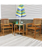 Sunnydaze Decor Meranti Wood 3-Piece Outdoor Patio Conversation Set - 2 Chairs and 1 Table - Teak Oil Finish