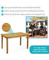 Sunnydaze Decor Rectangular Solid Teak Outdoor Dining Table - Light Wood Stain Finish - 47-Inch