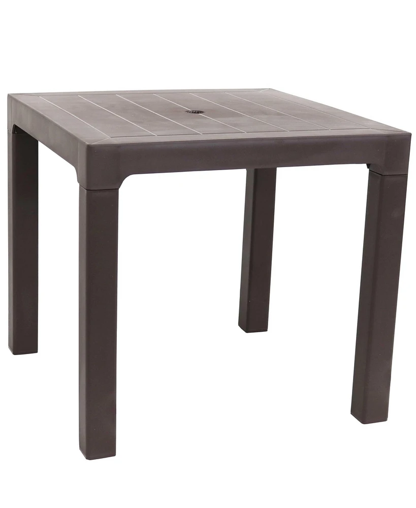 Sunnydaze Decor 31-Inch Square Plastic Indoor/Outdoor Dining Table - Brown