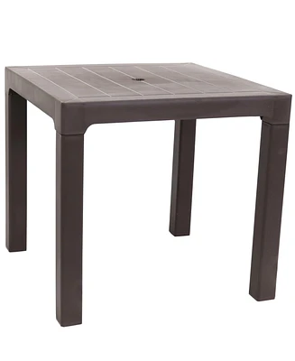 31-Inch Square Plastic Indoor/Outdoor Dining Table - Brown