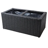 2-Section Polyrattan Rectangle Indoor Planters - 21.5 Inches W x 11.5 D 9.25 H