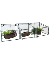 Mini Cloche Greenhouse with Zipper Doors - Portable Greenhouse with 3 Doors and Slanted Top - Iron Tube Frame with Pvc Plastic Cover
