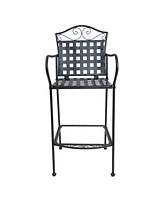 Sunnydaze Decor 47.5-Inch H Wrought Iron Outdoor Bar Chairs with Scrolling Design - Set of 2 - Black