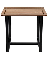 Sunnydaze Decor European Chestnut Rectangular Side Table with Steel Frame