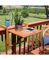 Sunnydaze Decor Meranti Folding Balcony Patio Railing Table for 4-Inch to 8.75-Inch Railings