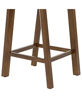 25-Inch Backless Solid Rubberwood Counter-Height Stools - Dark Walnut Finish - Set of 2