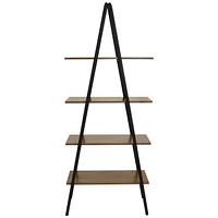 68.5-Inch H 4-Tier Industrial-Style A-Frame Ladder Shelf - Mdp Shelves with Powder-Coated Steel Frame - Brown