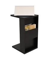 C-Shaped Side Table - Versatile End with Storage for the Living Room, Bedroom, or Office Black