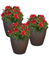 Anjelica Flower Pot Planter - Outdoor/Indoor Unbreakable Double-Walled Polyresin with Uv-Resistant Slate Finish Set of 3 Large 24-Inch Diameter