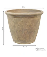 Sunnydaze Decor Anjelica Flower Pot Planter, Outdoor/Indoor Unbreakable Double-Walled Polyresin with Uv-Resistant Beige Finish, Set of 3, Large 24-Inc