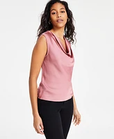 Bar Iii Women's Satin Sleeveless Cowlneck Blouse, Exclusively at Macy's