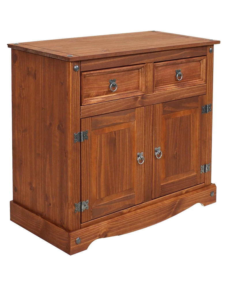 Sunnydaze Decor Solid Pine Kitchen Sideboard Cabinet with 2 Drawers and Doors - 31.5 Inches H Chocolate