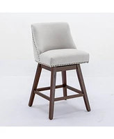 Set of 2 Counter Height Swivel Bar Stools, 26" Upholstered Chairs with 360° Swivel-The Pop Home