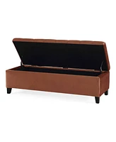 The Pop Home Velvet Storage Ottoman Bench with Tufted Lift-Top, Upholstered Accent for Bedroom or Living Room-The