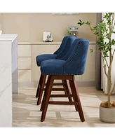 The Pop Home Set of 2 Counter Height Swivel Bar Stools, 26" Upholstered Chairs with 360° Swivel-The